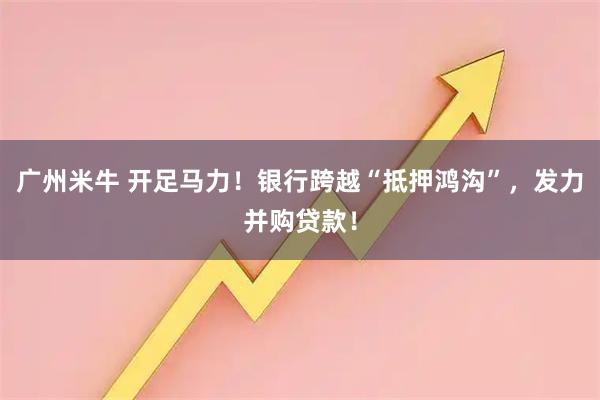 广州米牛 开足马力！银行跨越“抵押鸿沟”，发力并购贷款！